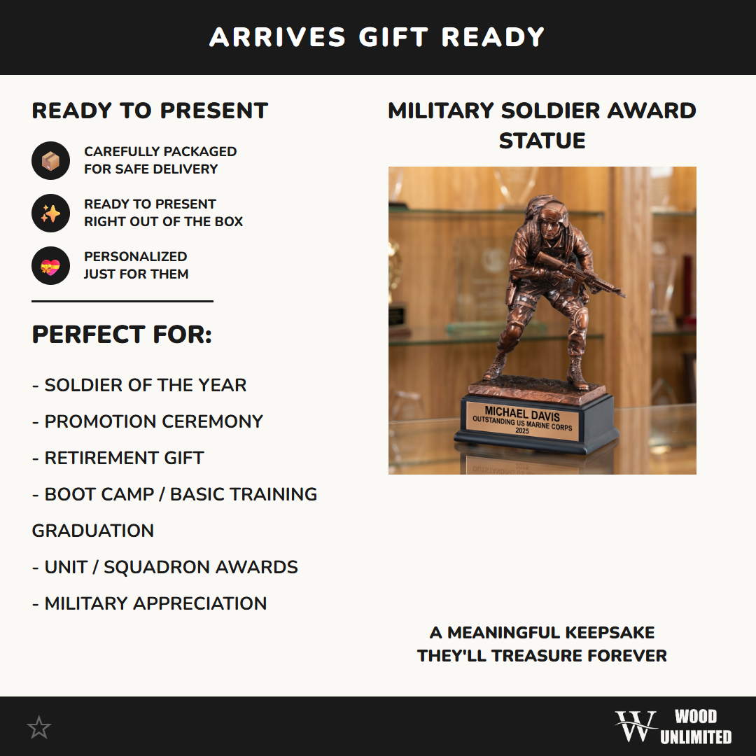 Military Trophy Award | Personalized | Custom Engraved | Retirement Gift | Service Award | Promotion | Veterans Day