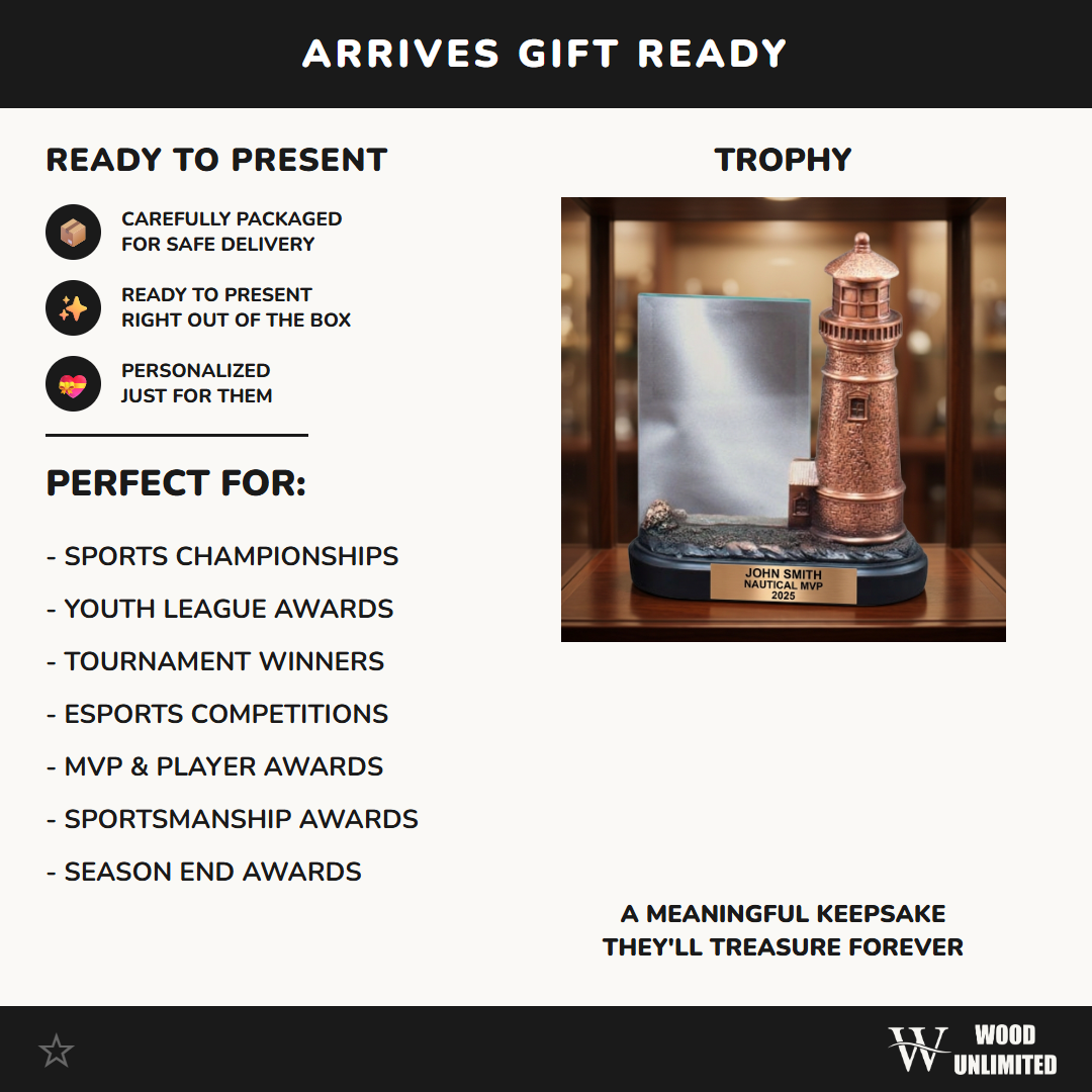 Nautical Award Trophy | Personalized Lighthouse | Custom Engraved | Team Awards | Sailing Trophy