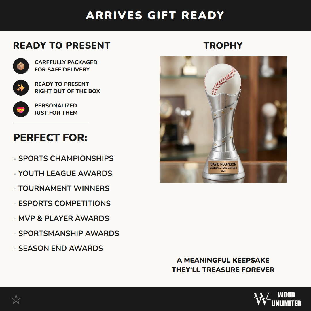 Baseball Trophy Award | Personalized | Custom Engraved | Baseball MVP Award | Team Gift | Baseball Gifts | Engraved Baseball Award