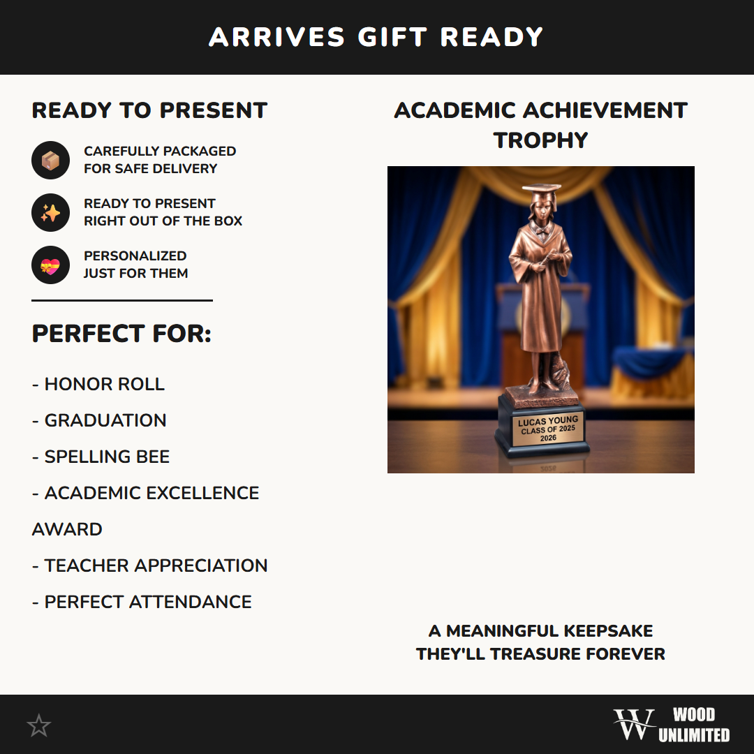 Graduation Award Trophy - Personalized Graduate Figurine - Custom Engraved Name Plate - Academic Gift