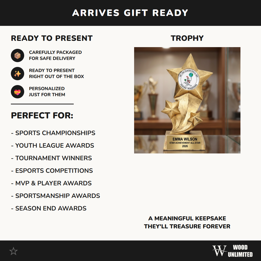 Personalized | Star Achievement Award | Custom Engraved | Engraved | Star | Trophy | Award | MVP | Achievement | Recognition | Custom