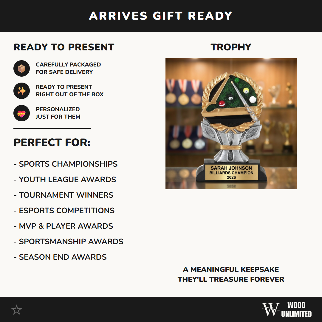 Billiards Award Trophy | Personalized Billiards Gift | Custom Engraved Billiards Trophy | Pool Player Award | Billiards Tournament