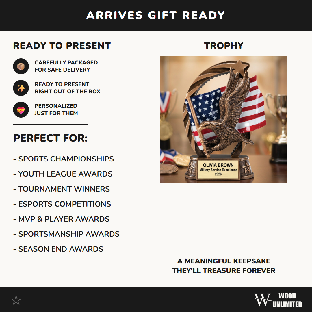 Military Trophy Award | Personalized | Custom Engraved | Retirement Gift | Service Award | Promotion Gift