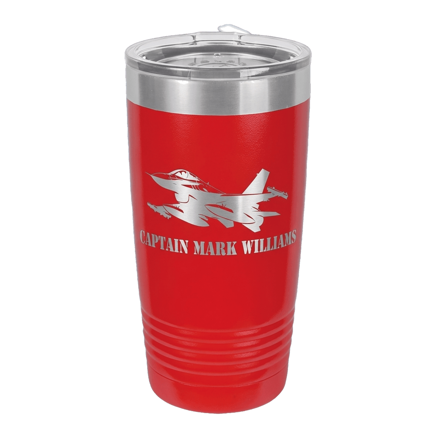 F16 Air Force Pilot Tumbler Gift - Personalized Military Veteran Retirement - Laser Engraved Custom Name