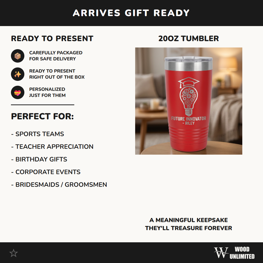Personalized Innovator Graduate Gift Tumbler - STEM Student Present - Laser Engraved 20oz Ringneck - Custom Name