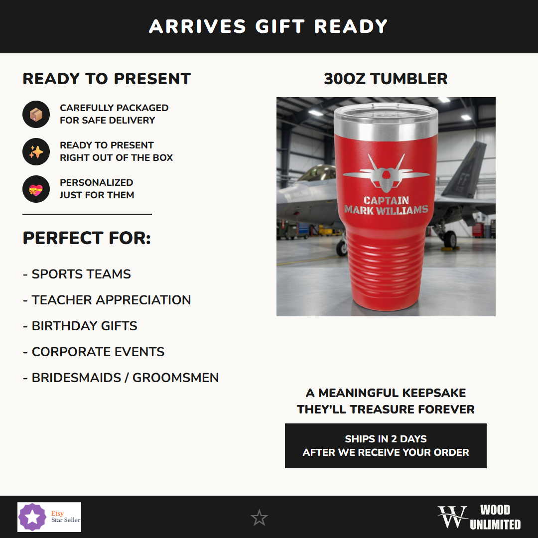 F-35 Lightning II Pilot Custom Laser Engraved 30oz Tumbler – Personalized Military Aviation Gift