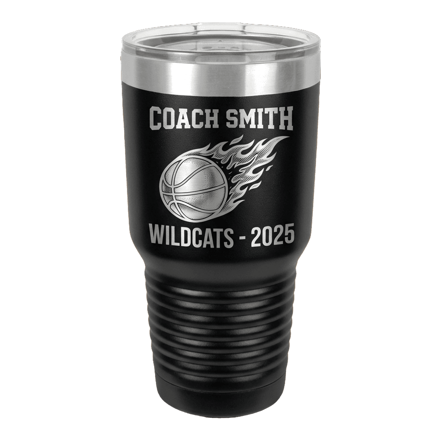 Personalized Basketball Coach Tumbler Gift - Custom Name Laser Engraved 30oz Stainless Steel - End of Season Thank You Coach