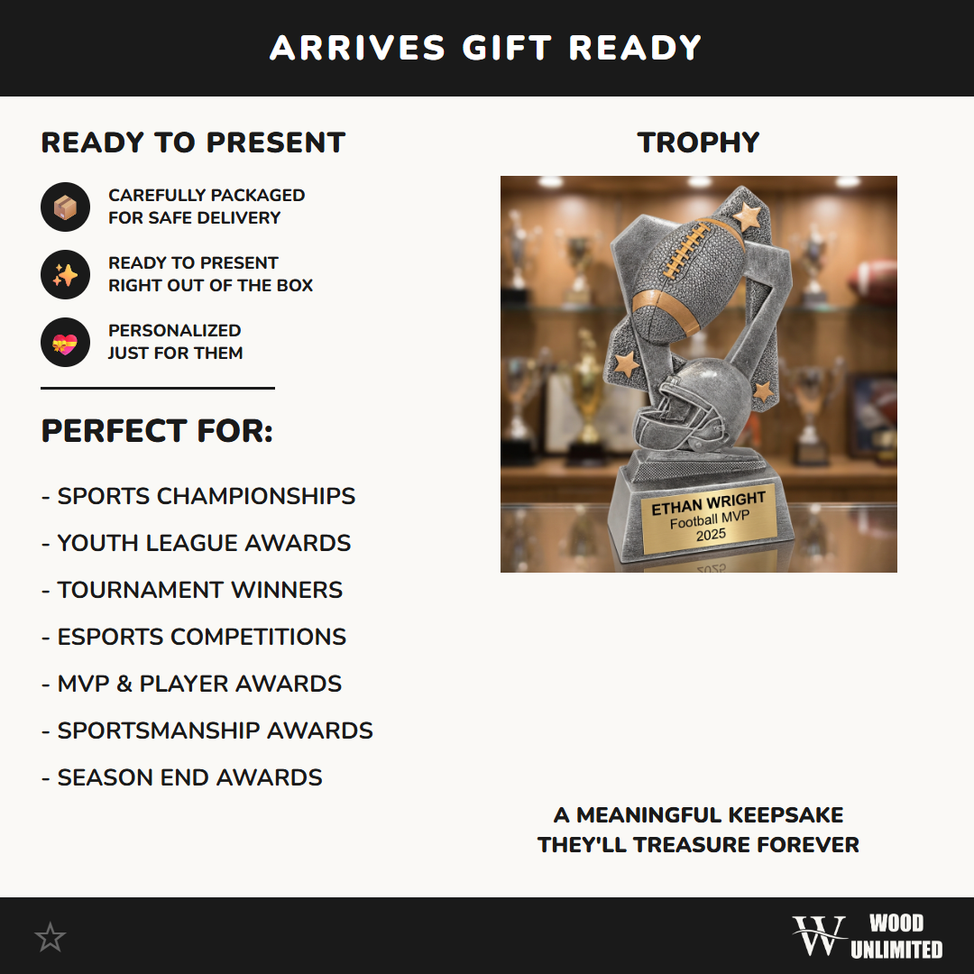 Football Trophy Personalized | Custom Sports Award | Engraved Name Plate | Team MVP Recognition | Football Gift