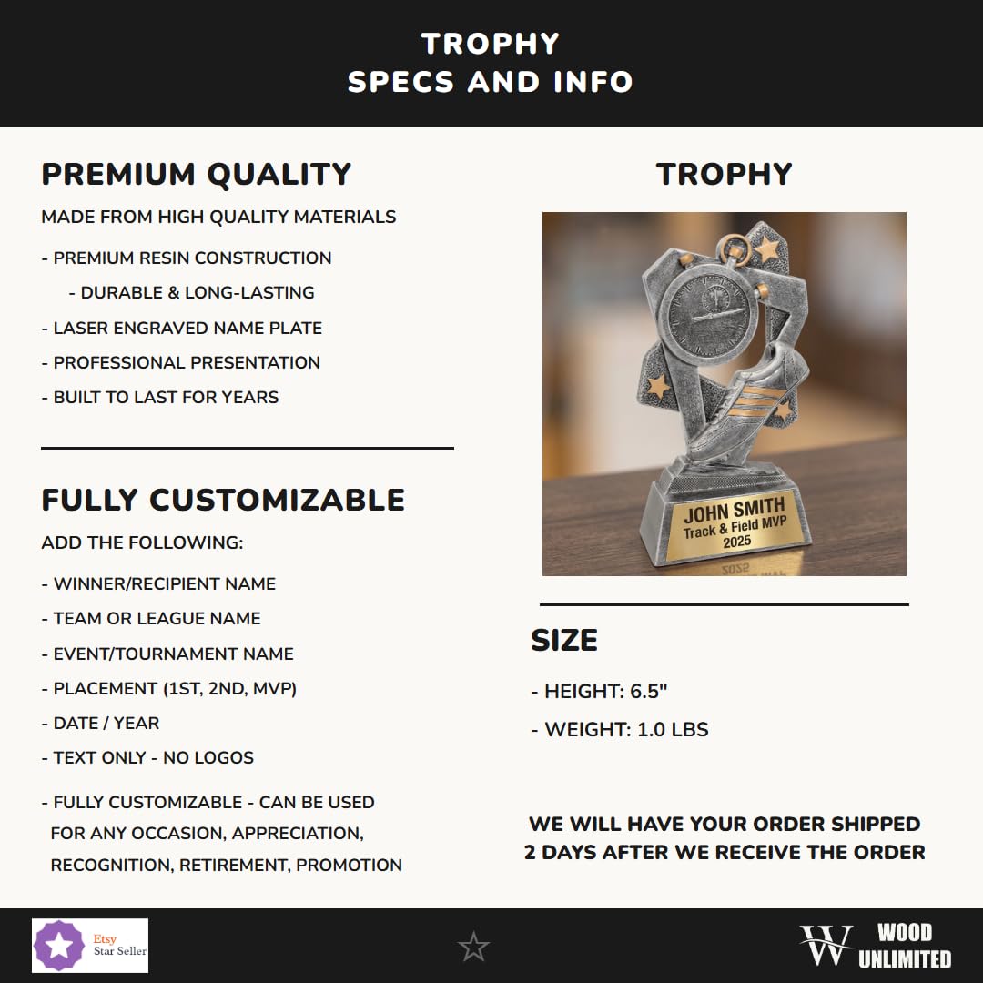 Personalized Track & Field Trophy | Custom Award | Laser Engraved | Sports Achievement | Team Gift