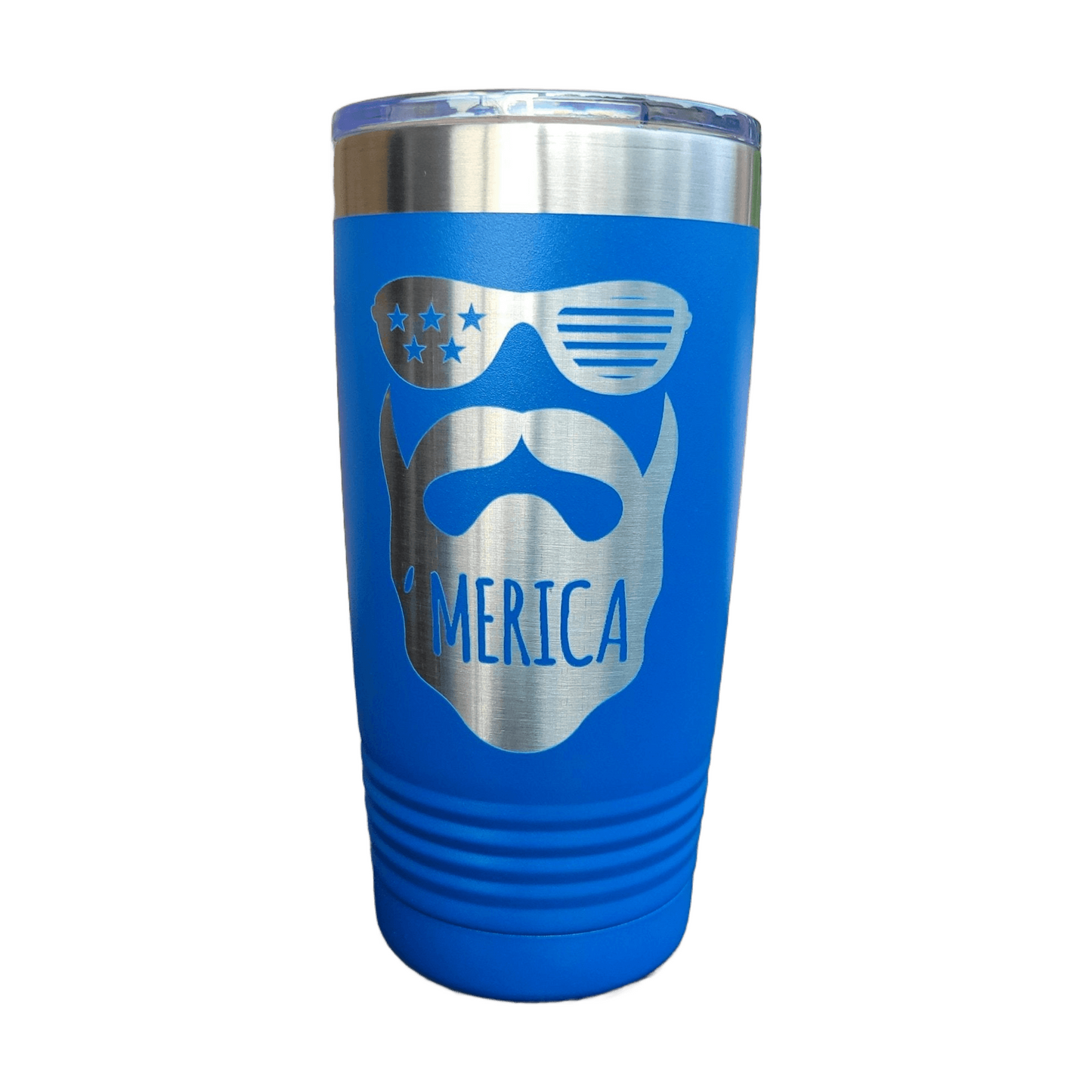 Merica Beard - Independence Day Drink Tumbler 4th of July- Engraved 20oz / 22oz/ 30oz Insulated Tumbler / Bottle - Patriotic Tumbler