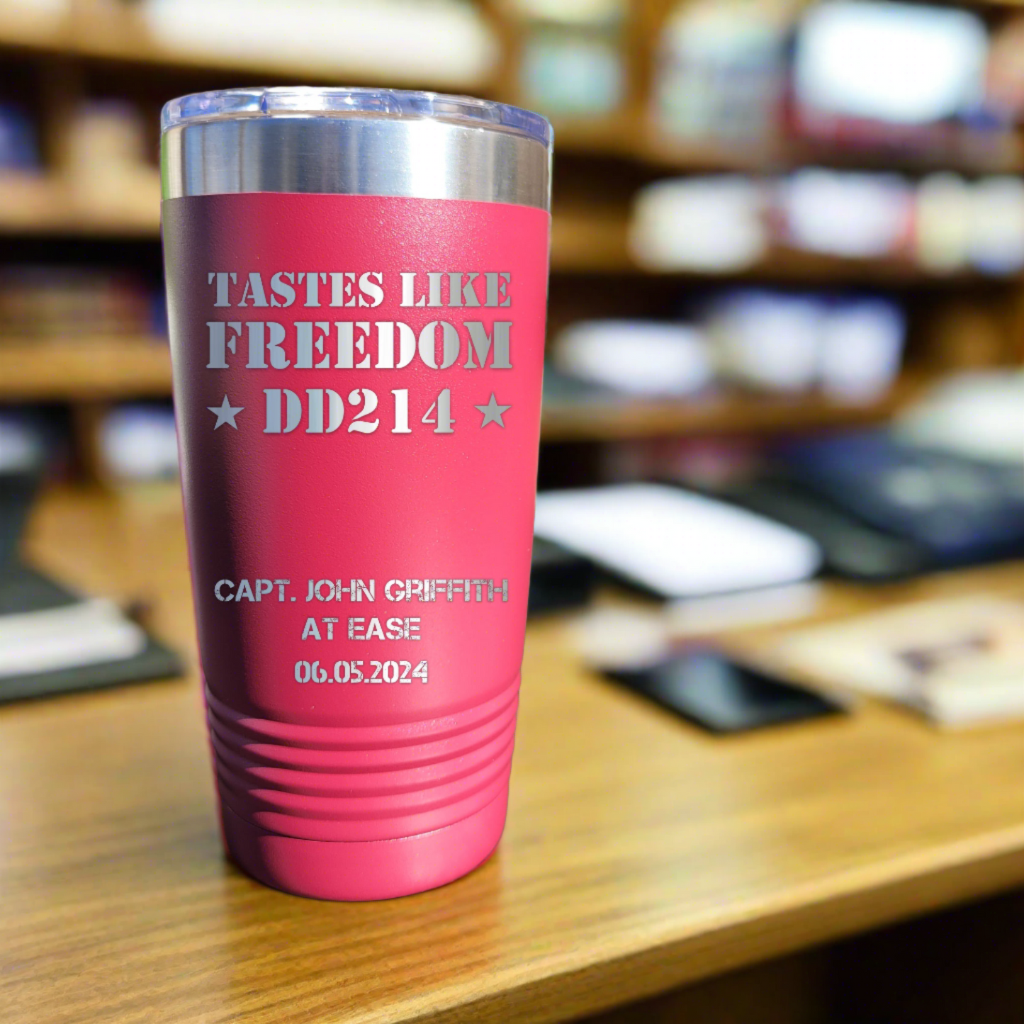 Personalized DD214 Military Retirement Gift - Personalized 20oz Insulated Drink Tumbler, Retirement Name Coffee Tumbler