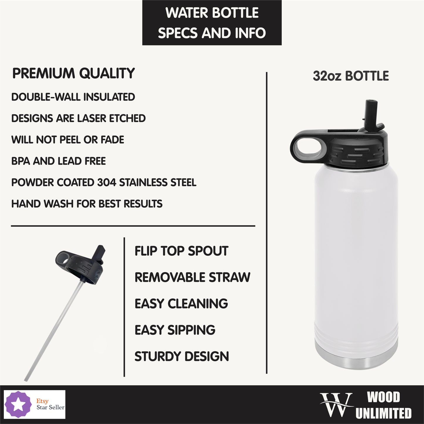 Papa Water Bottle, Gift for Papa, 32oz Insulated Water Bottle Engraved