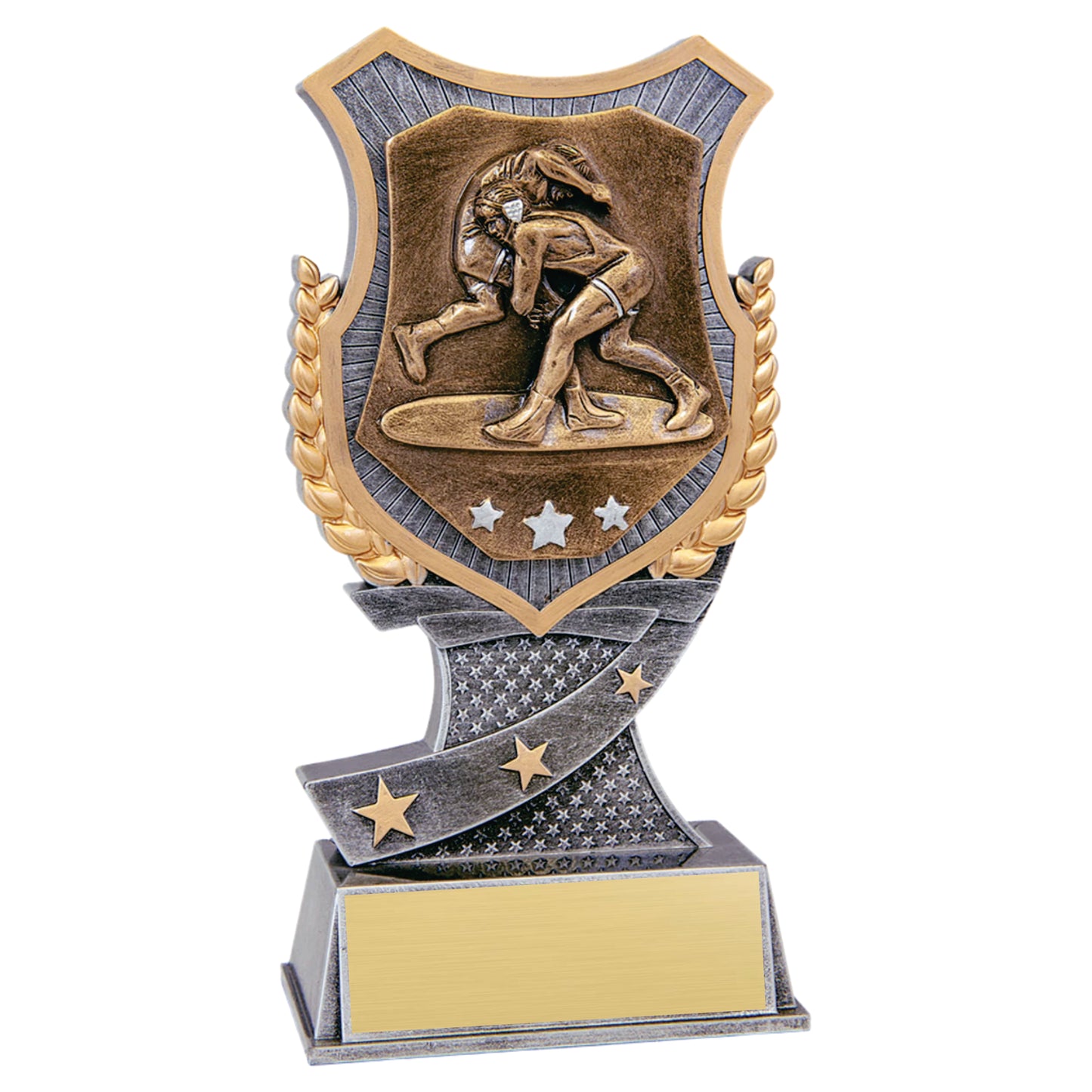 Gold and Silver Wrestling Award with Custom Text - 6-Inch and 7-Inch Trophy for Champions and Competitions