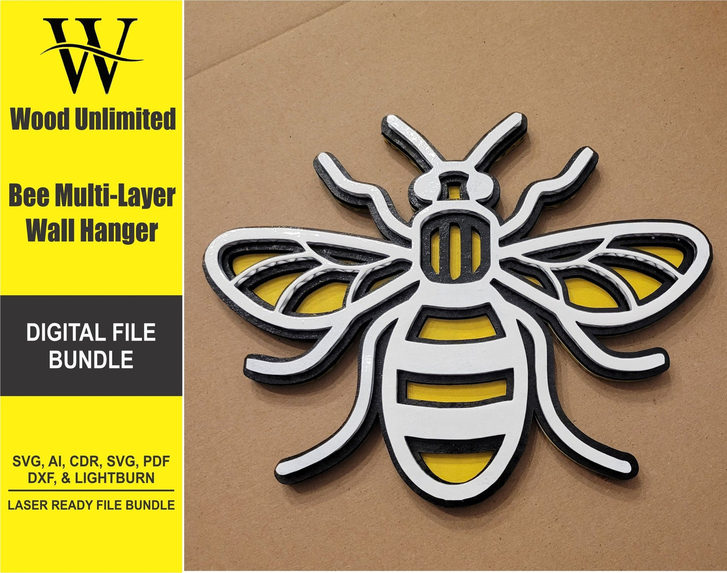 Bee Wall Decor Laser File Package, Digital File Bundle for Laser Cutters, SVG, AI, Lightburn, PDF, CorelDraw, Glowforge