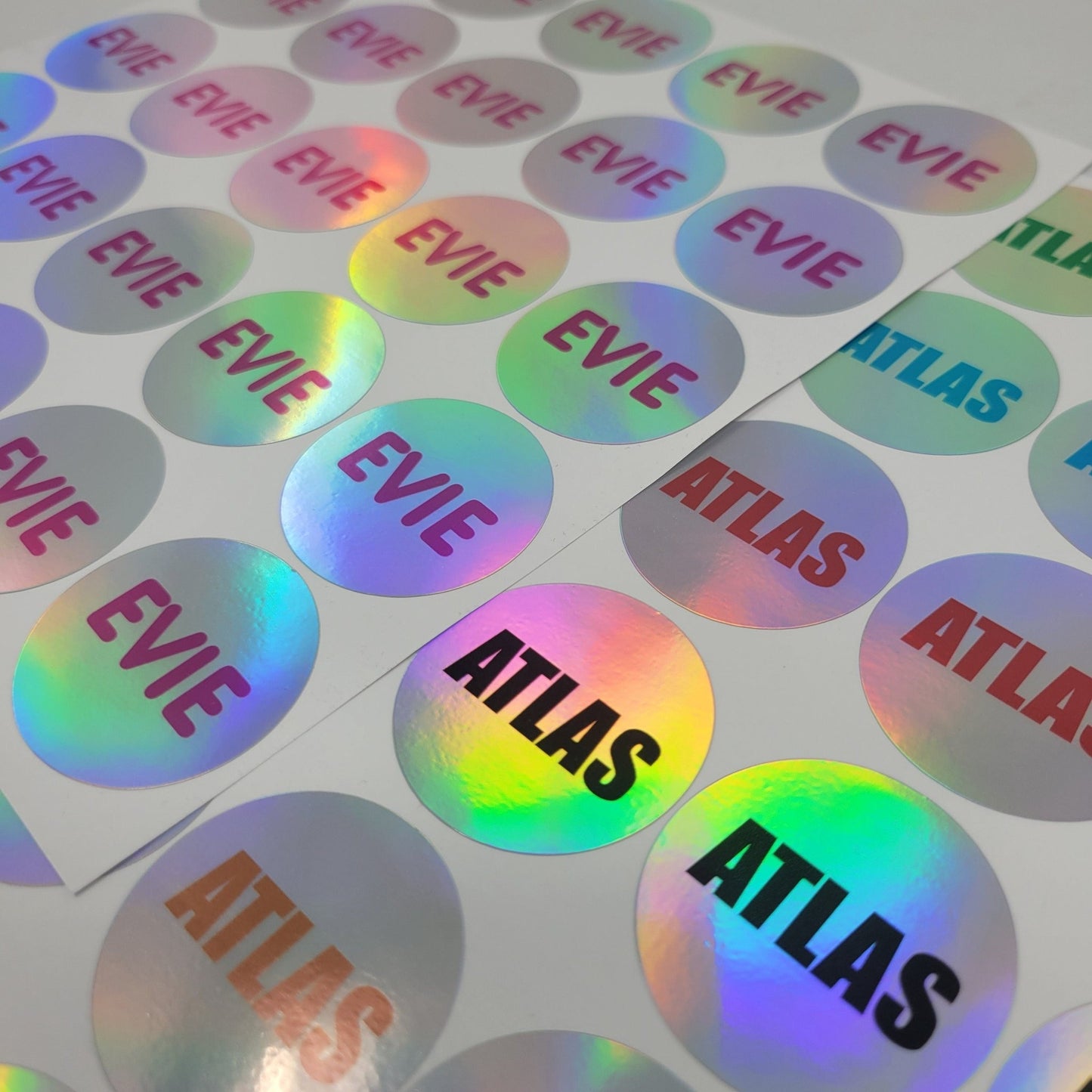 Custom Circular Holographic Name Stickers | Full Color, Waterproof Labels for Daycare, School & More! - Wood Unlimited#