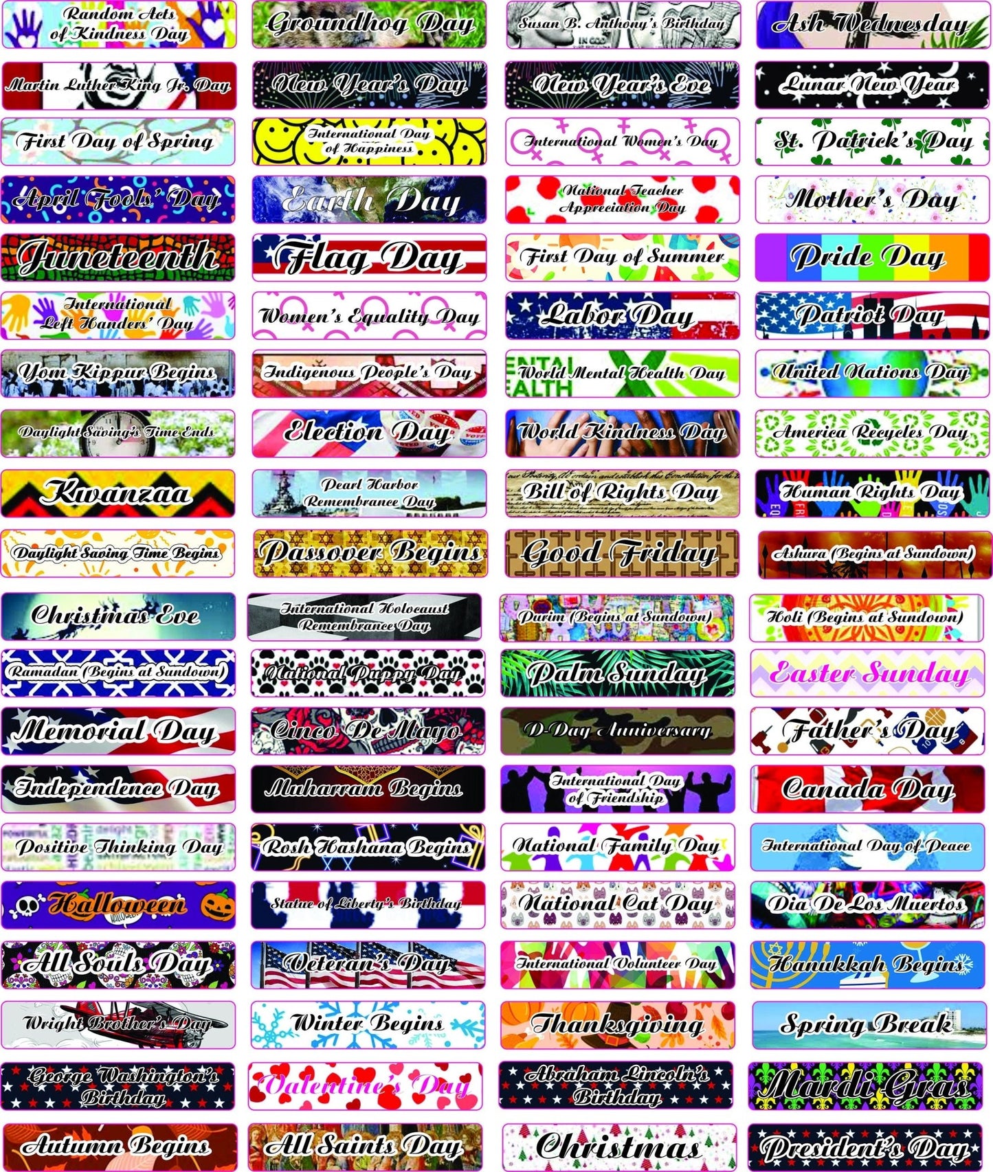 Holographic, Full Color, Planner Stickers, Holographic Sheet Stickers For Planners, Full Color, Waterproof, 80 Major Holidays! - Wood Unlimited#