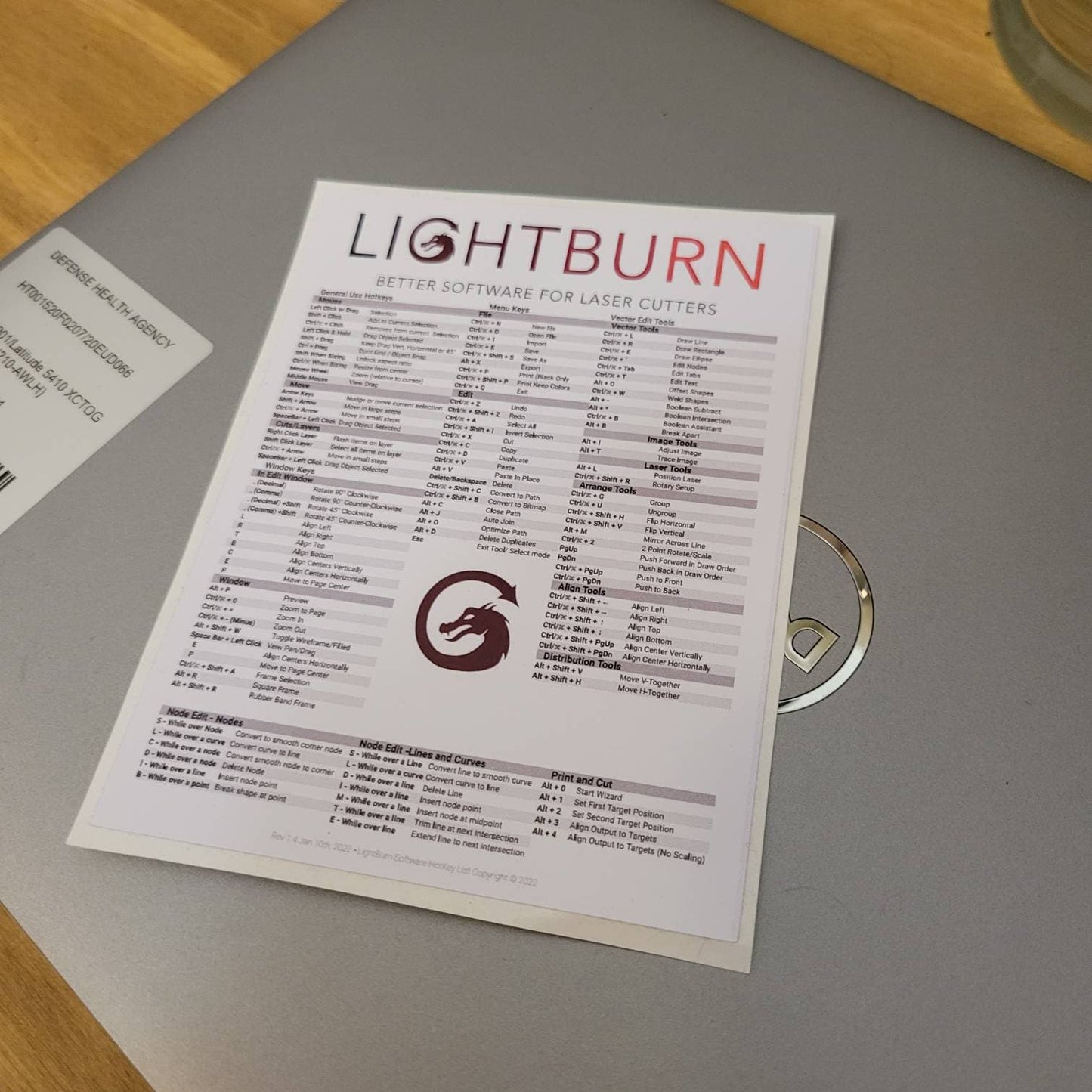 Lightburn Shortcut Adhesive Label - Multiple Sizes Available - Wood Unlimited#