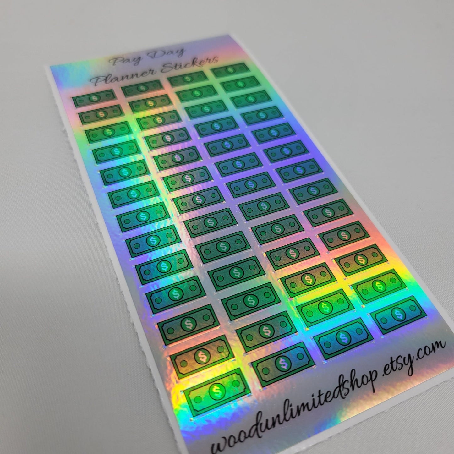 Payday Planner Stickers, Holographic Sheet Stickers For Planners, Full Color Labels, Waterproof Name Labels, Personalized Labels - Wood Unlimited#