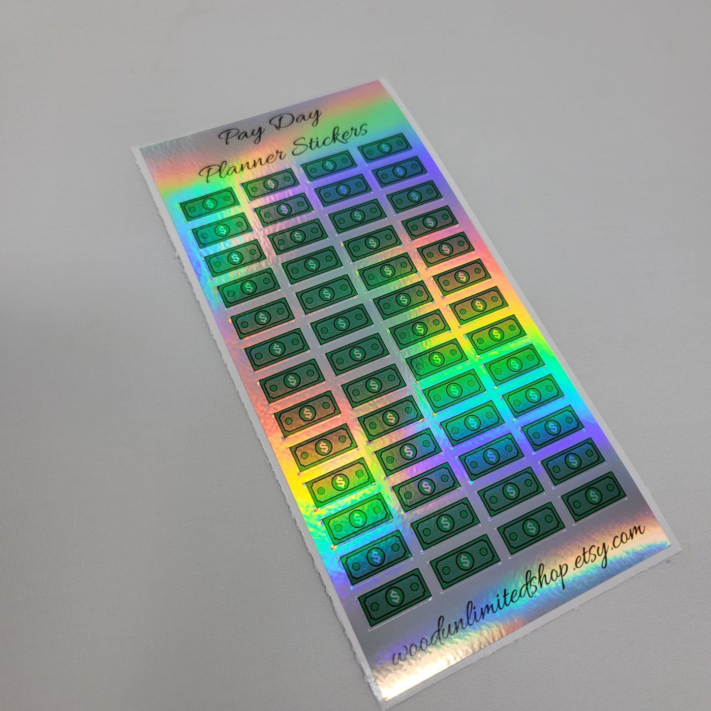 Payday Planner Stickers, Holographic Sheet Stickers For Planners, Full Color Labels, Waterproof Name Labels, Personalized Labels - Wood Unlimited#