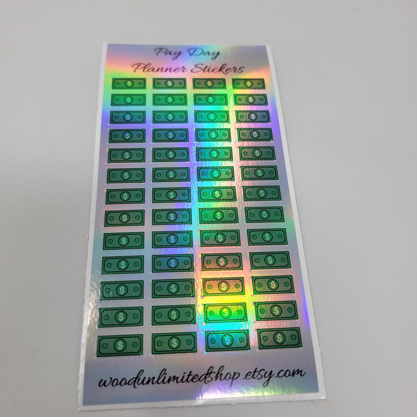 Payday Planner Stickers, Holographic Sheet Stickers For Planners, Full Color Labels, Waterproof Name Labels, Personalized Labels - Wood Unlimited#