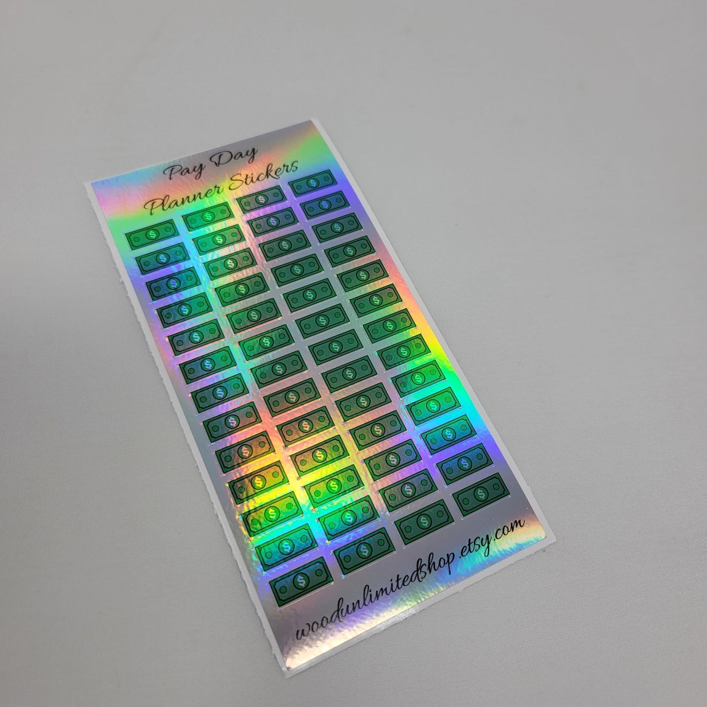 Payday Planner Stickers, Holographic Sheet Stickers For Planners, Full Color Labels, Waterproof Name Labels, Personalized Labels - Wood Unlimited#