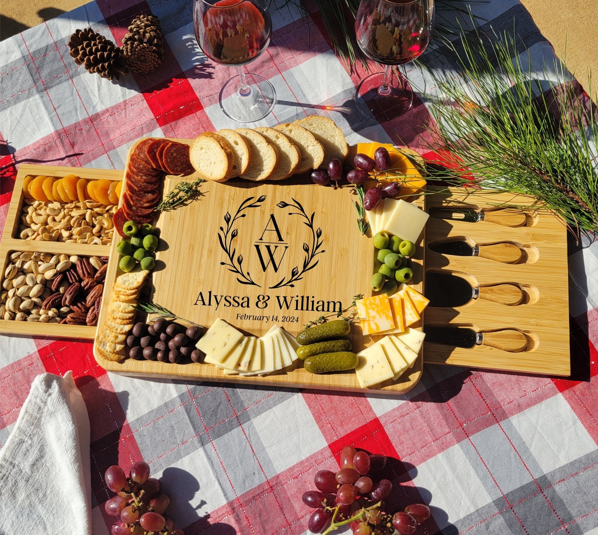 Preiu Rectangular Charcuterie Board Cheese Board Set Acacia Wood