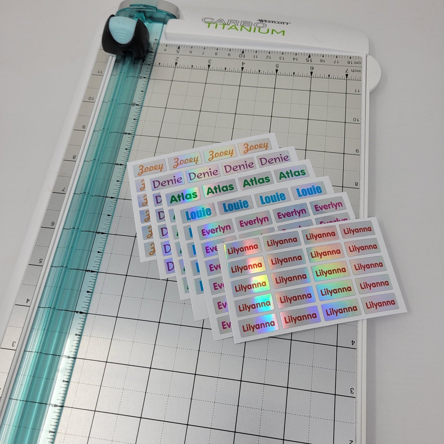 SMALL NAME LABELS, Holographic Name Stickers Daycare Labels, School stickers, Full Color Labels, Waterproof Name Labels, Personalized Labels - Wood Unlimited#
