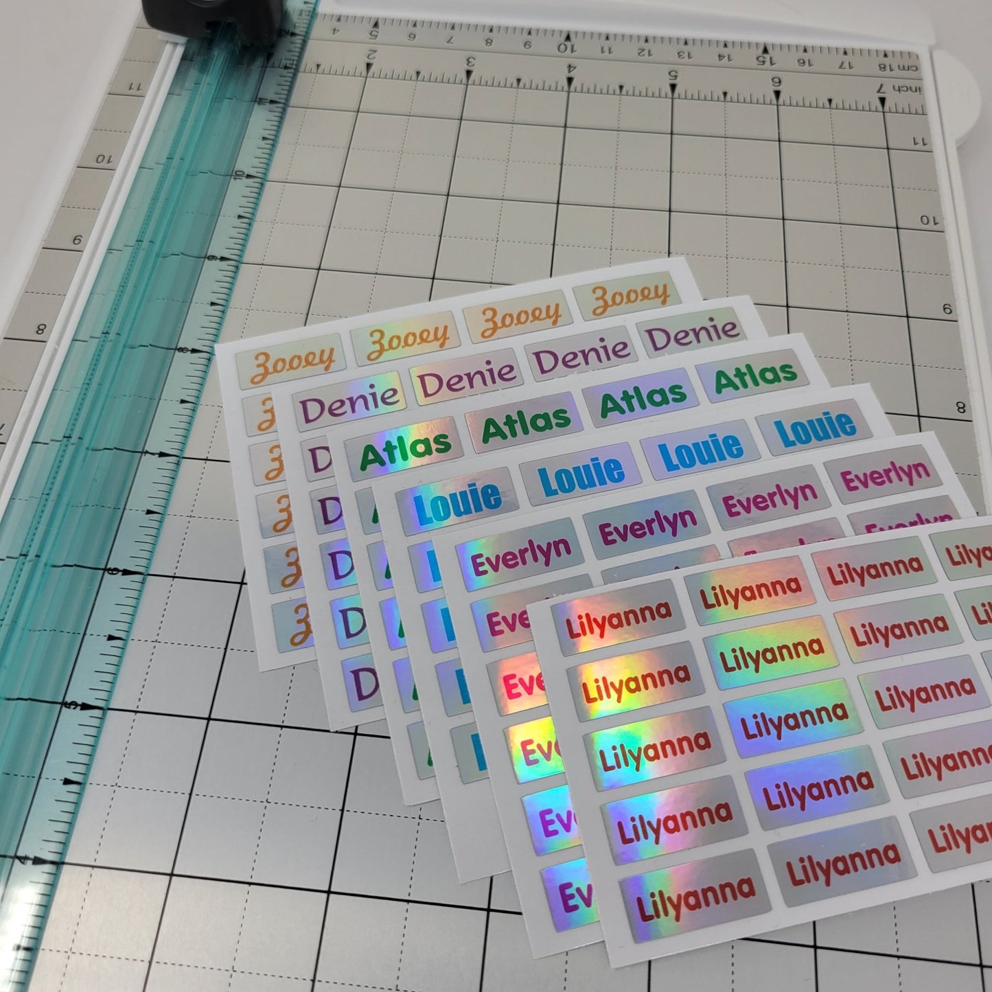 SMALL NAME LABELS, Holographic Name Stickers Daycare Labels, School stickers, Full Color Labels, Waterproof Name Labels, Personalized Labels - Wood Unlimited#