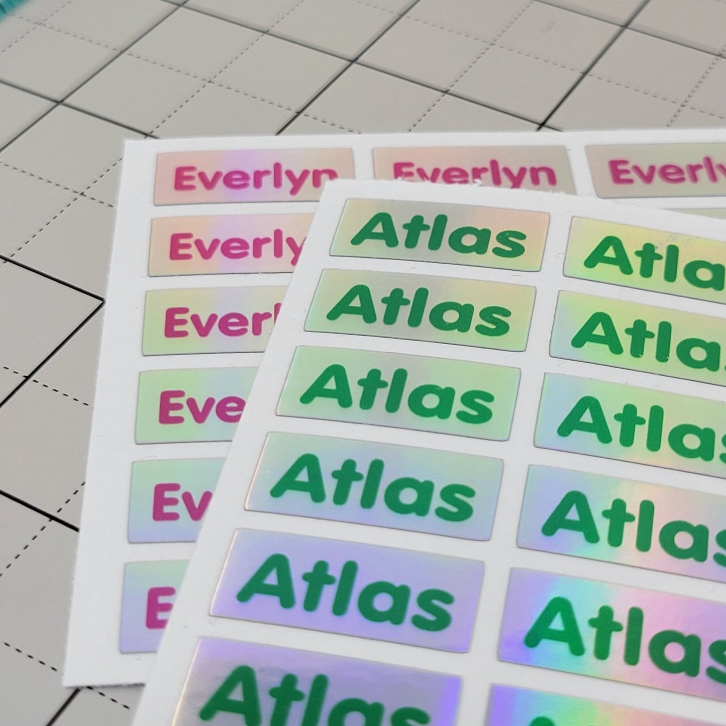 SMALL NAME LABELS, Holographic Name Stickers Daycare Labels, School stickers, Full Color Labels, Waterproof Name Labels, Personalized Labels - Wood Unlimited#