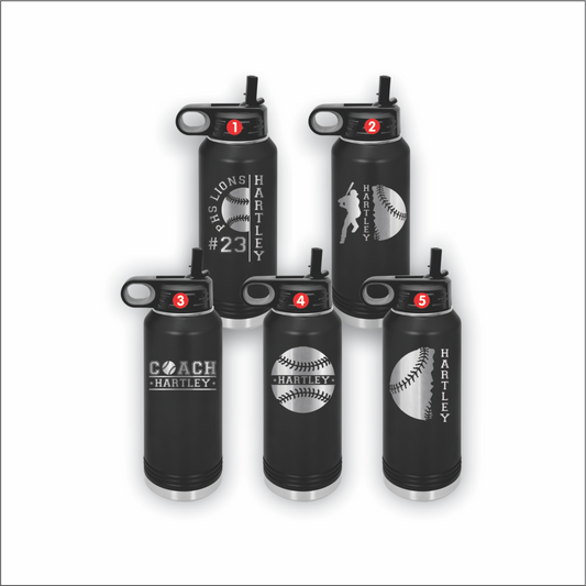 Personalized baseball water bottles for teams and coaches