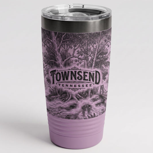 Engraved misty-morning tumbler for a lobby shop — hotel gift shop wholesale drinkware