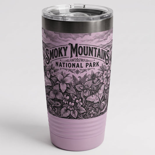 Engraved botanical insulated tumbler — winery tasting room wholesale drinkware