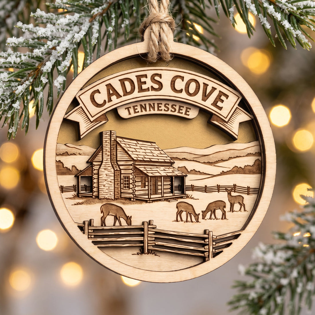 Engraved historic-valley ornament on a shop shelf — net 30 wholesale gift accounts
