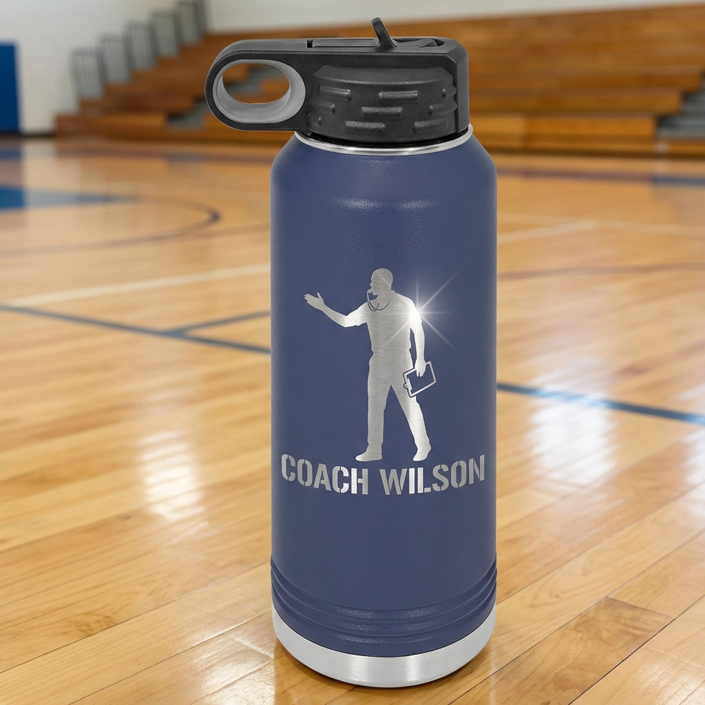Personalized Basketball Coach Gift Water Bottle - End of Season Team Thank You - Laser Engraved - Custom Name - View 5