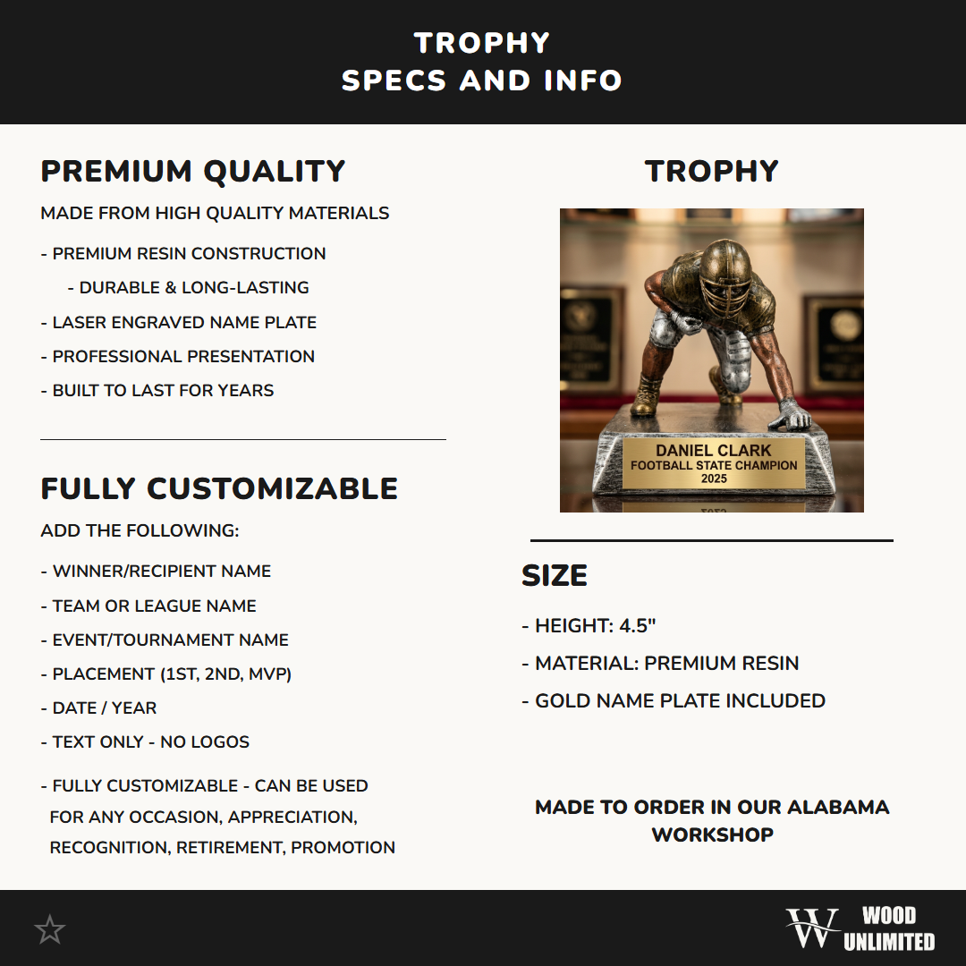 Football Trophy Award | Personalized | Custom Engraved | Football Award | Gift for Football Player | Football Team Trophy | Football Coach Gift