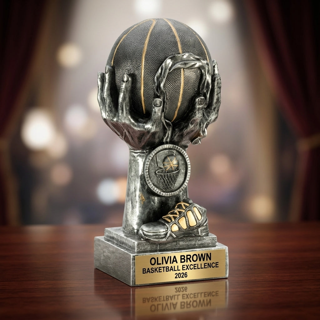 Basketball Award Trophy | Personalized | Custom Engraved | Basketball Gift | Team Award | Player Recognition - View 2