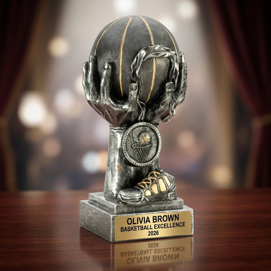 Basketball Award Trophy | Personalized | Custom Engraved | Basketball Gift | Team Award | Player Recognition - View 2