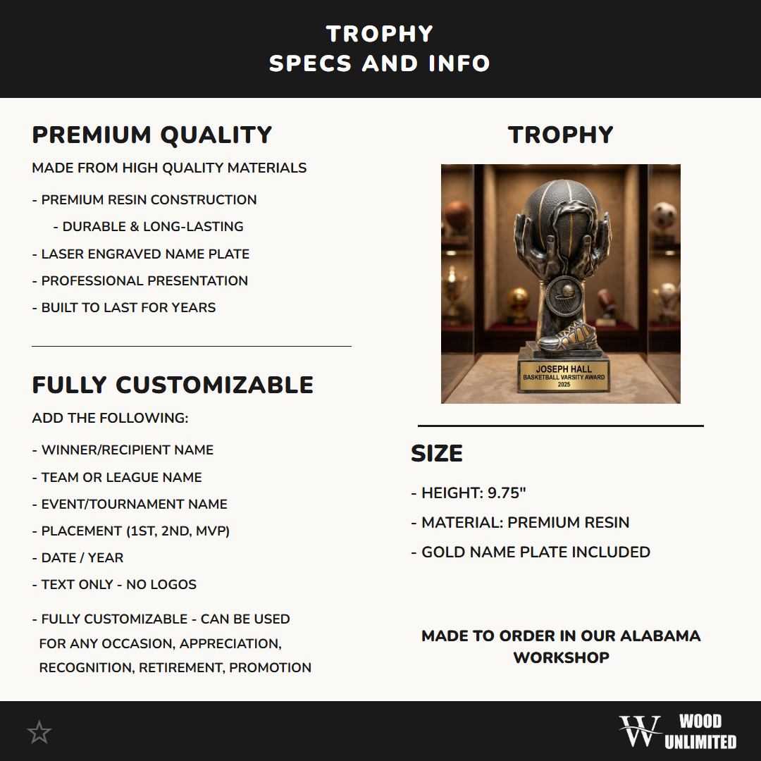 Basketball Award Trophy | Personalized | Custom Engraved | Basketball Gift | Team Award | Player Recognition