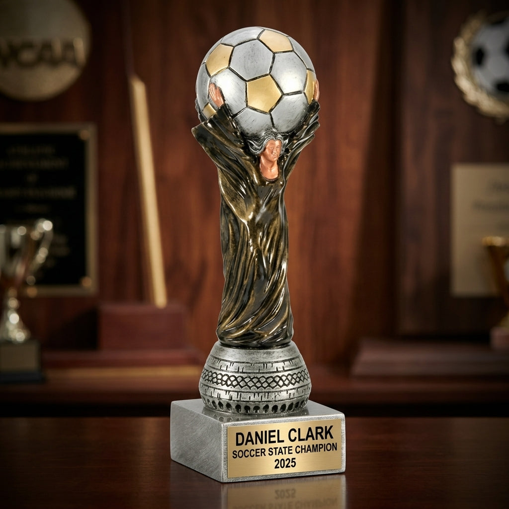 Soccer Award Trophy | Personalized | Custom Engraved | Soccer MVP | Golden Boot | Youth Soccer | Coach Gift | Team Award - View 3