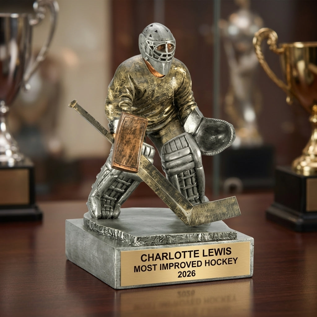 Hockey Award Trophy | Personalized Goalie | Custom Engraved | Hockey Gift | Team Award | Tournament Trophy - View 1