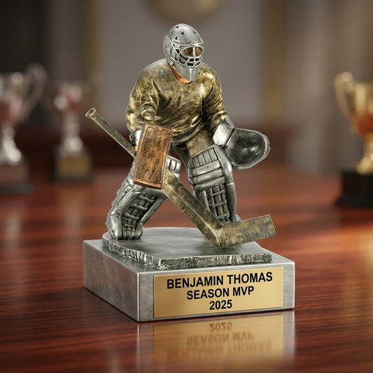 Hockey Award Trophy | Personalized Goalie | Custom Engraved | Hockey Gift | Team Award | Tournament Trophy - View 2