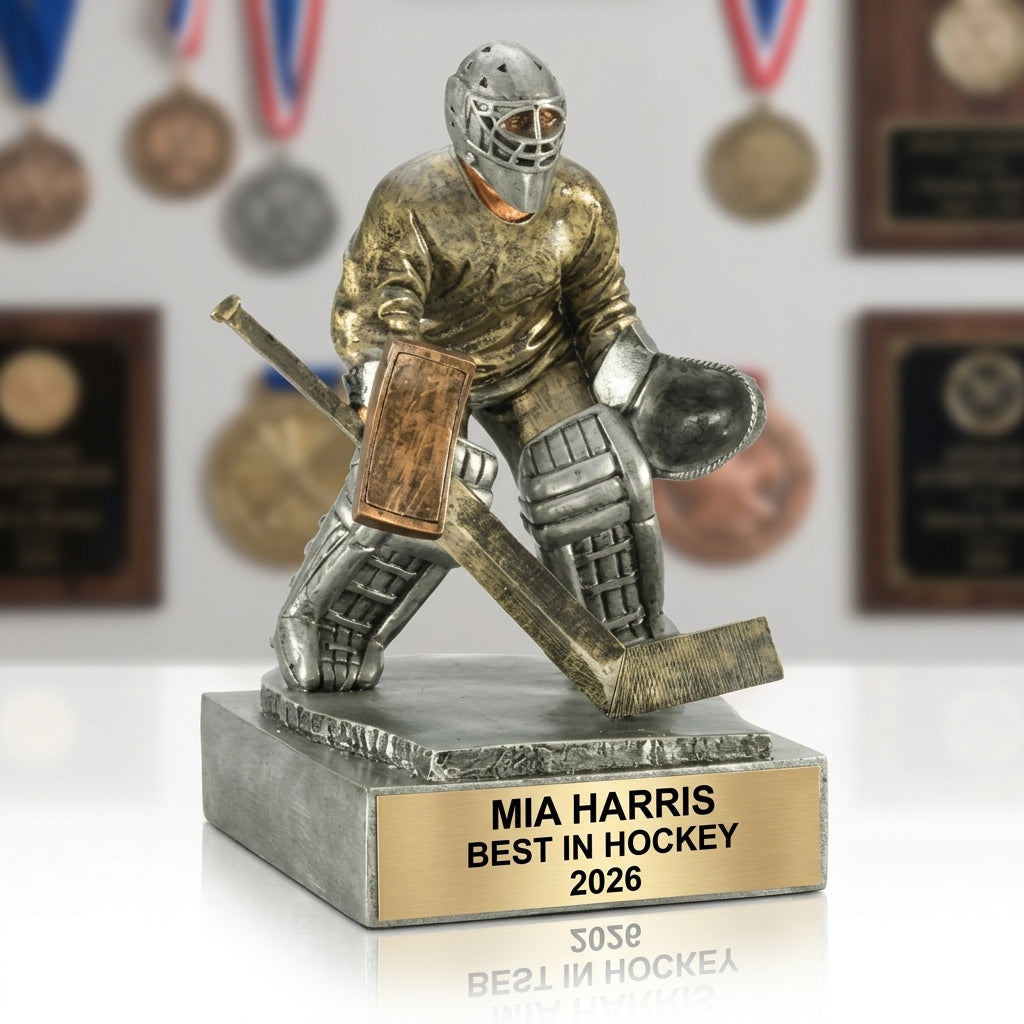 Hockey Award Trophy | Personalized Goalie | Custom Engraved | Hockey Gift | Team Award | Tournament Trophy - View 3