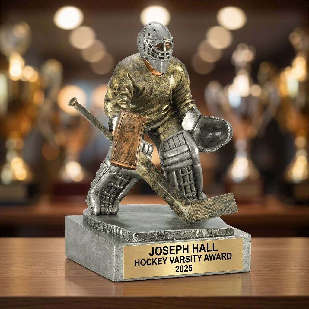 Hockey Award Trophy | Personalized Goalie | Custom Engraved | Hockey Gift | Team Award | Tournament Trophy - View 4