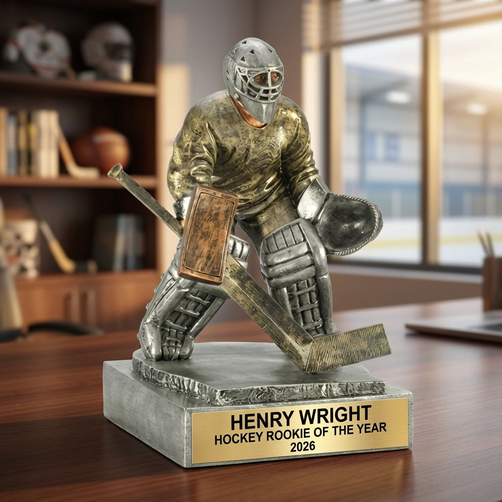 Hockey Award Trophy | Personalized Goalie | Custom Engraved | Hockey Gift | Team Award | Tournament Trophy - View 5