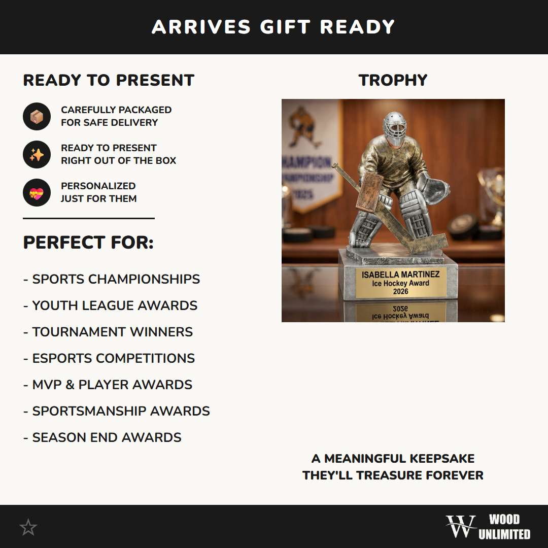 Hockey Award Trophy | Personalized Goalie | Custom Engraved | Hockey Gift | Team Award | Tournament Trophy