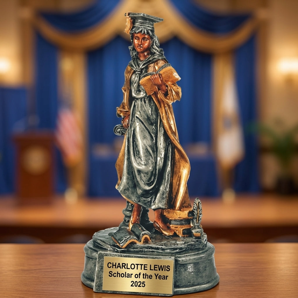Graduation Award Trophy | Personalized Gift | Custom Engraved | Male Graduate | Class of 2024/2025 | Achievement Recognition - View 1