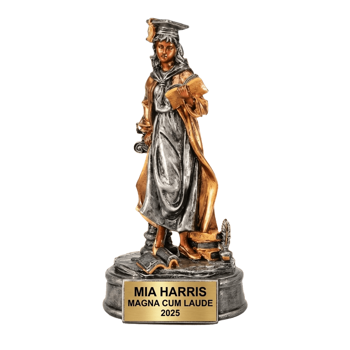 Personalized Female Graduation Trophy - 8.75" Resin Figurine