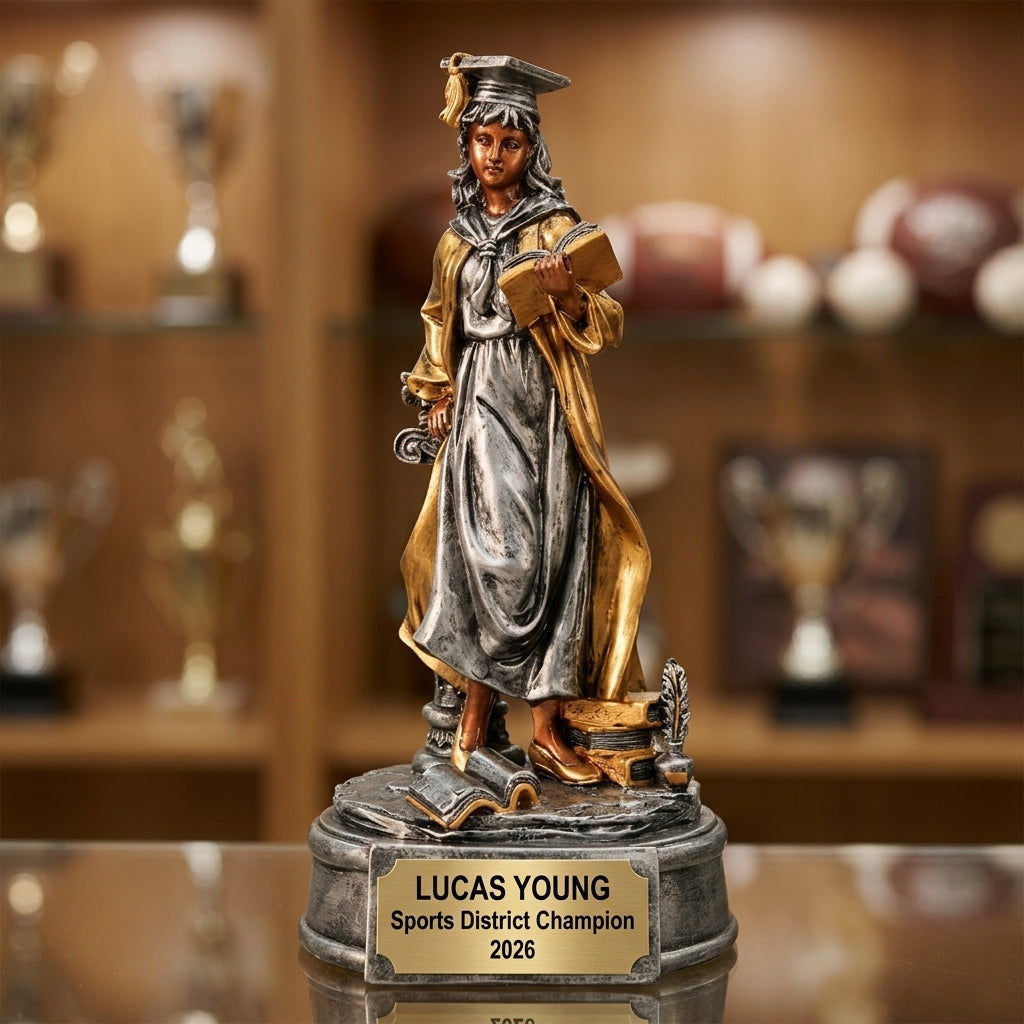 Sports Award Trophy | Personalized Graduate | Custom Engraved | Female Athlete | Team Gift | Wood Unlimited - View 1
