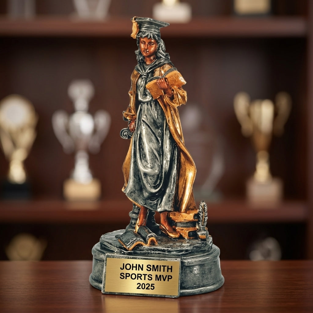 Sports Award Trophy | Personalized Graduate | Custom Engraved | Female Athlete | Team Gift | Wood Unlimited - View 4