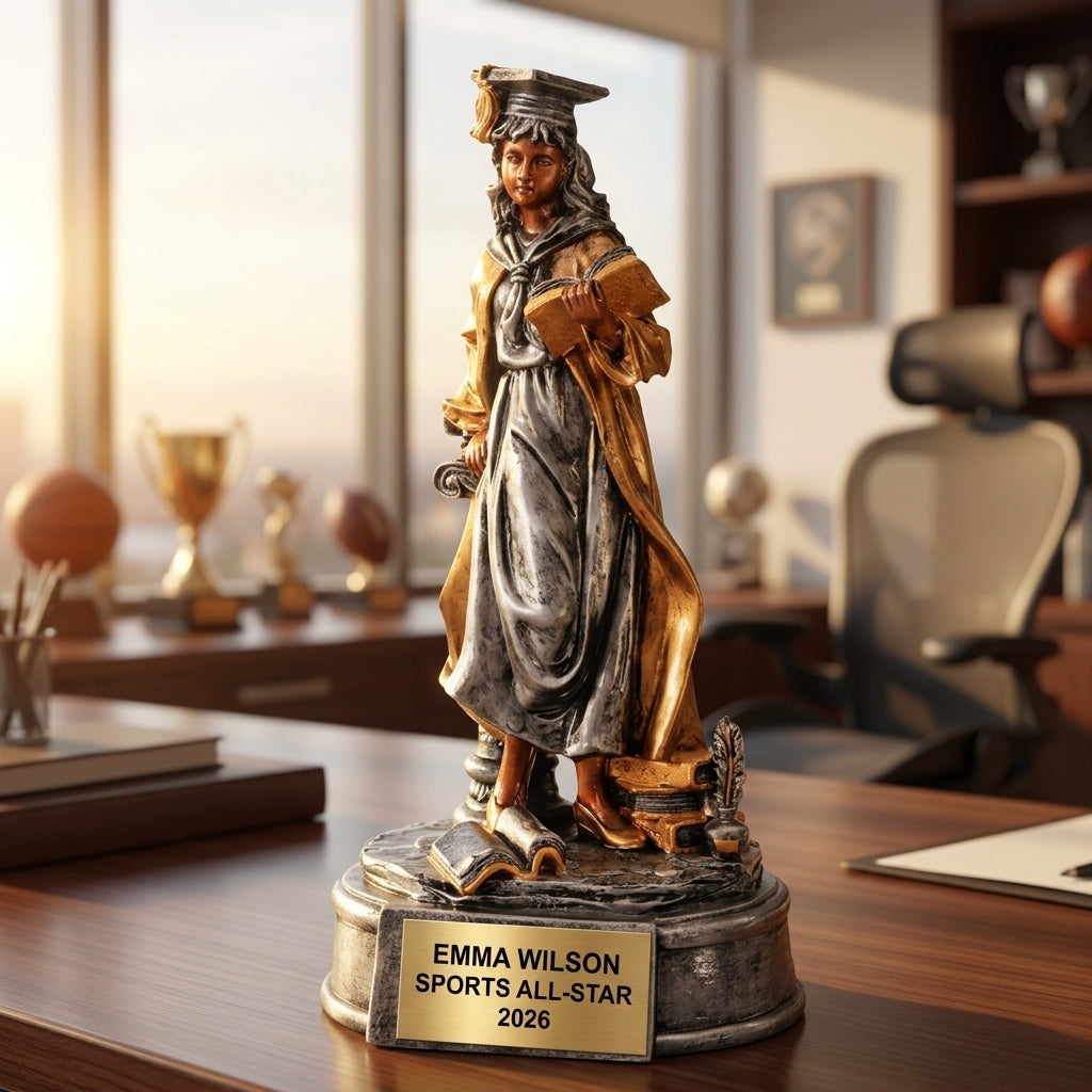 Sports Award Trophy | Personalized Graduate | Custom Engraved | Female Athlete | Team Gift | Wood Unlimited - View 5